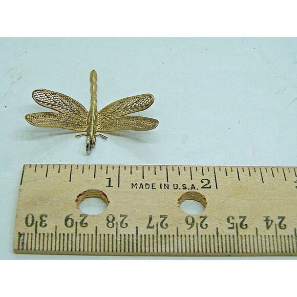 Vintage Dragonfly Fashion Pendant Delicate Lace Gold Tone 1.5 x1.5" - Picture 8 of 8